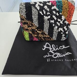 Alice + Olivia Sequin Striped Clutch